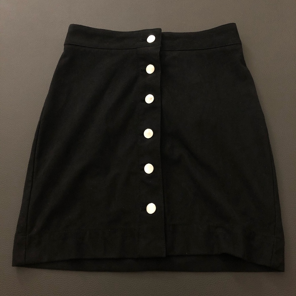 Black Button-up Suede Skirt